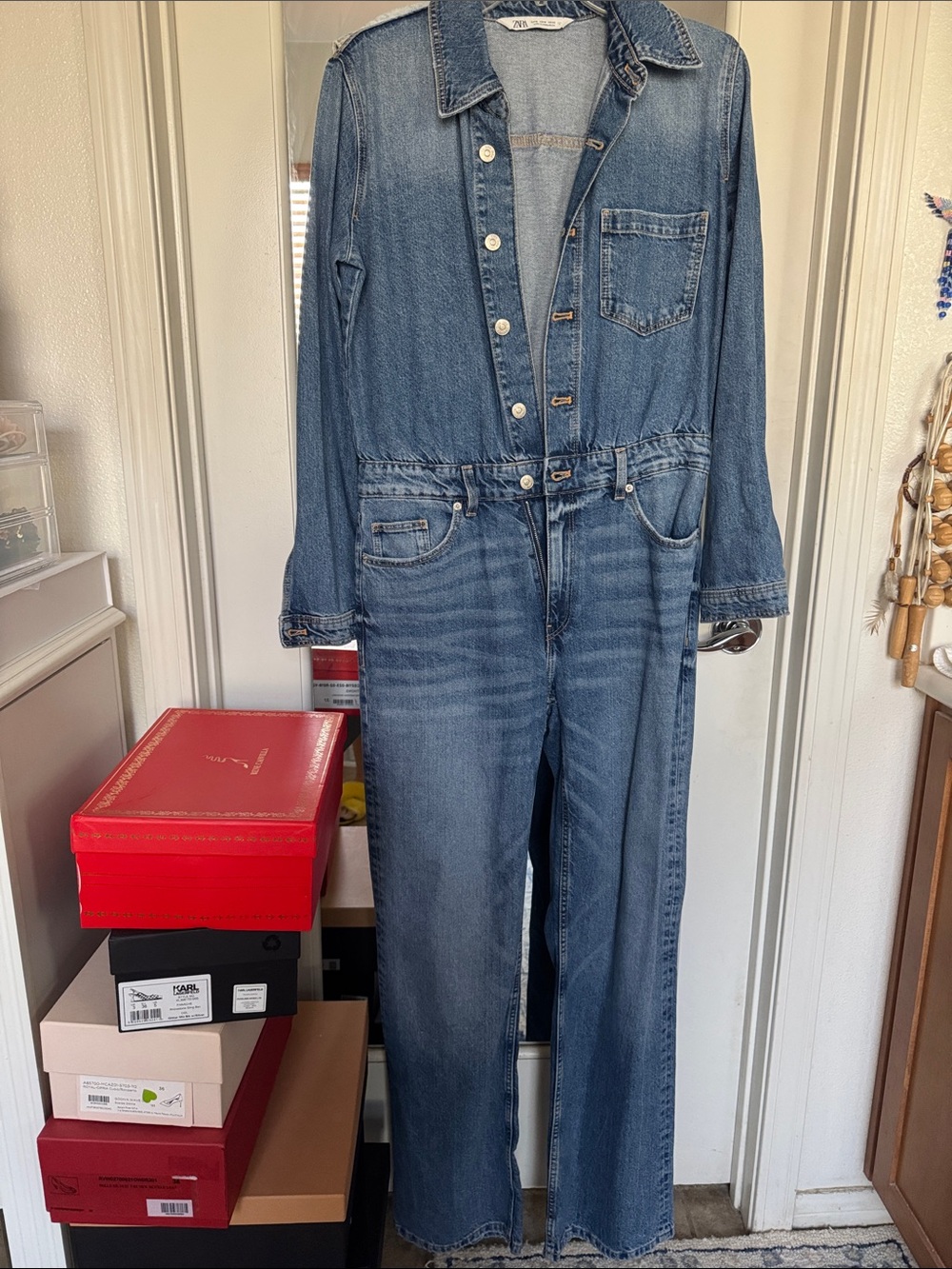Zara Blue Denim Jumpsuit M